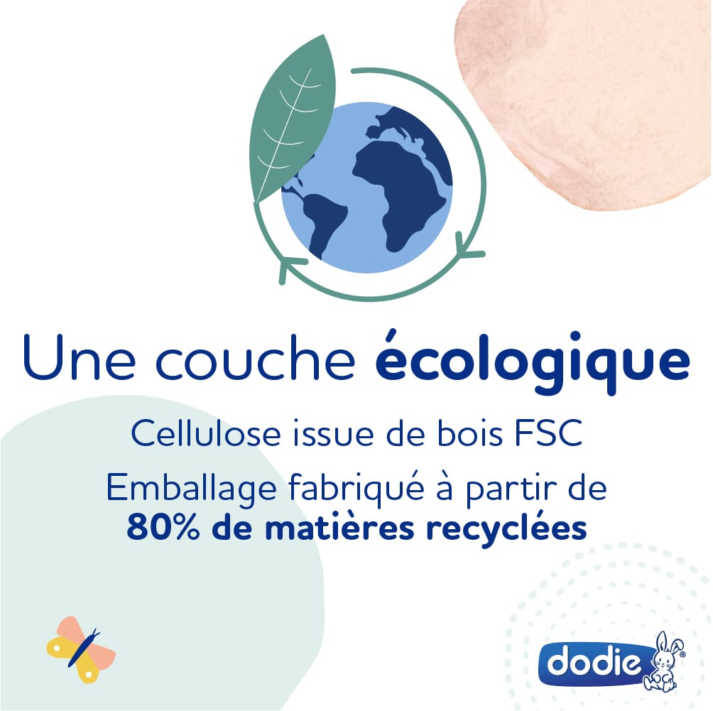 Dodie Couches Bébé Taille 1 (2 à 5 kg) - Lot de 2 x 56 couches Lot de 2