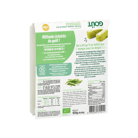 Good Gout Le bâtonnet vert petit pois courgette semoule de maïs