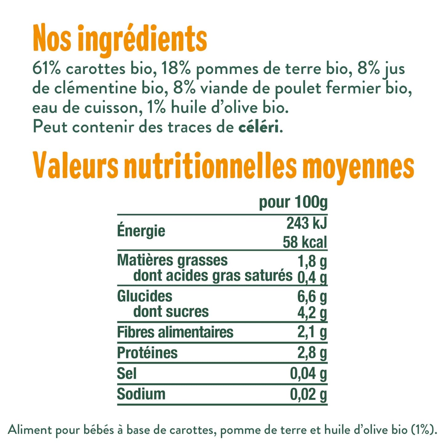 Good Gout Carotte, pomme de terre et poulet fermier