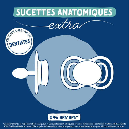 Dodie Lot de 3 sucettes anatomiques Jour/Nuit EXTRA 0-6 mois