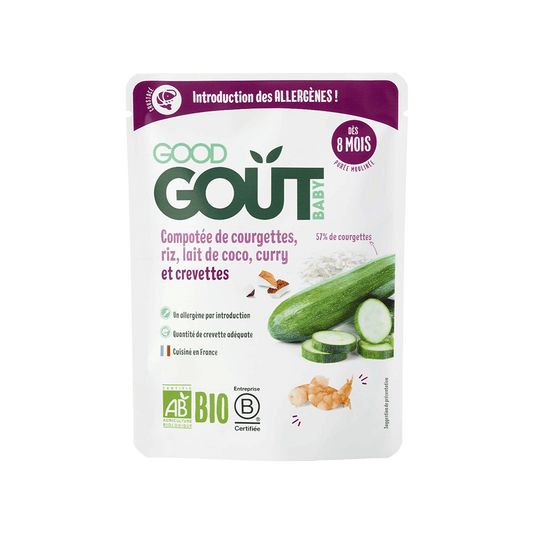 Good Gout Compotée de courgettes, riz, lait de coco, curry et crevette