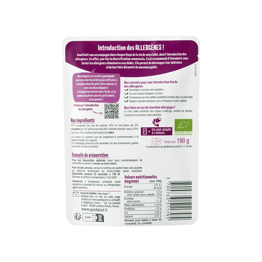 Good Gout Compotée de courgettes, riz, lait de coco, curry et crevette