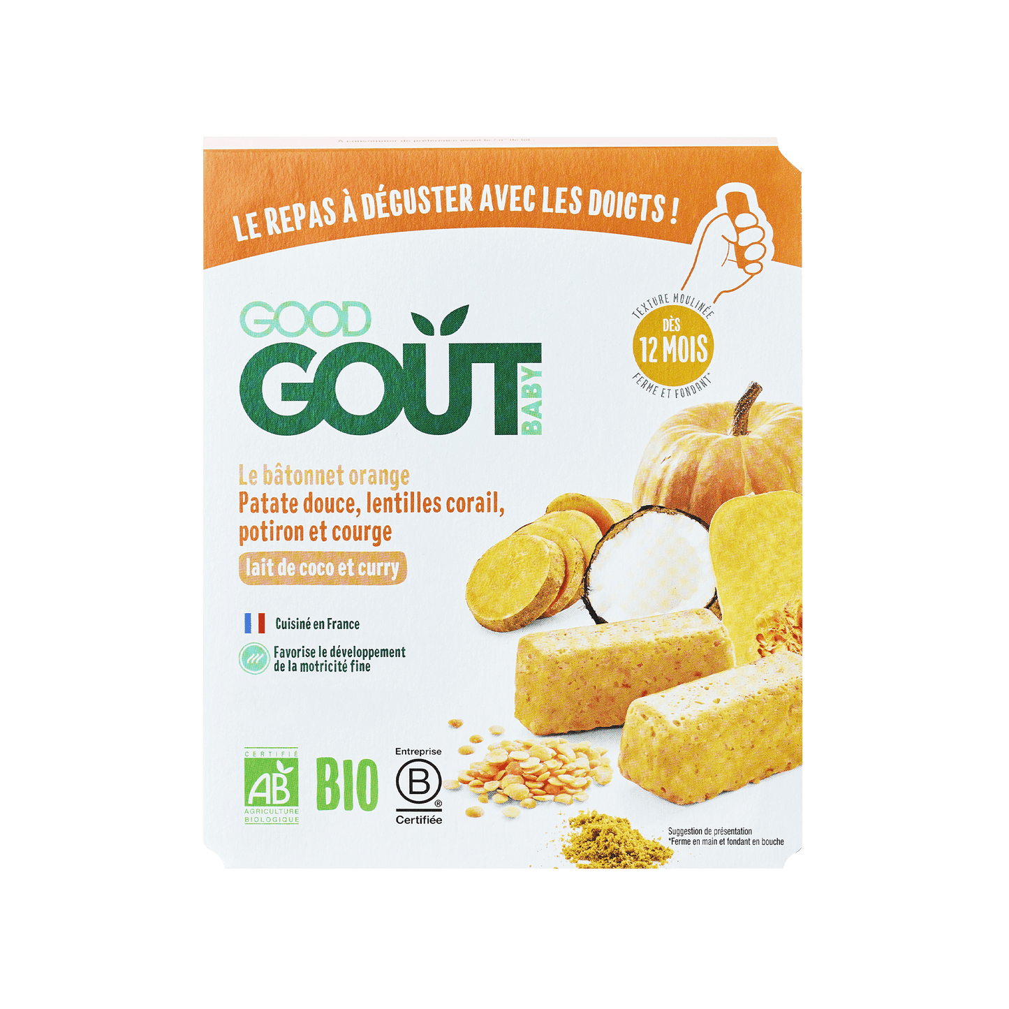 Good Gout Le bâtonnet orange patate douce lentilles corail potiron et courge