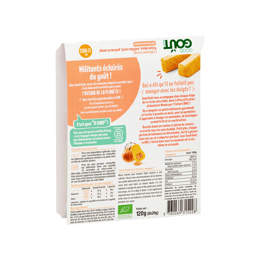 Good Gout Le bâtonnet orange patate douce lentilles corail potiron et courge