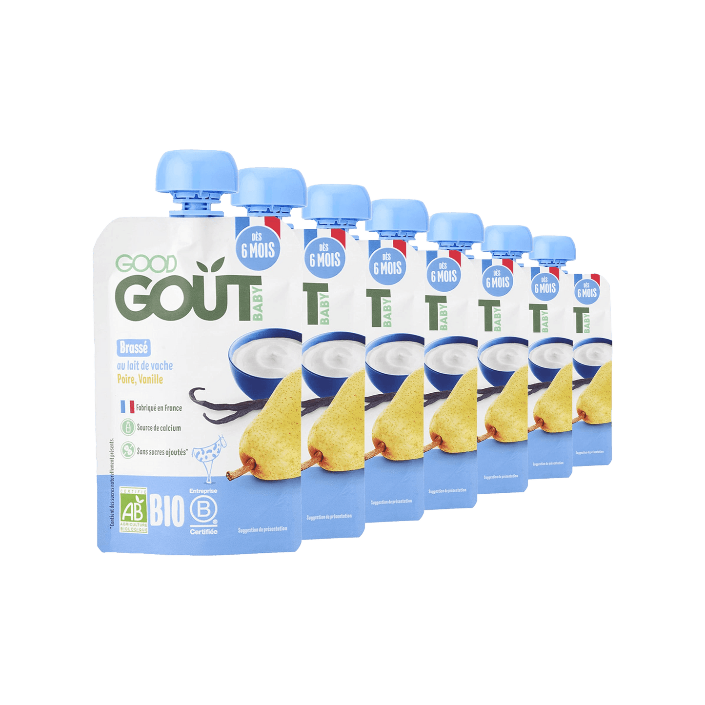 Good Gout Brassé au lait de vache poire vanille 7 x 90gr.