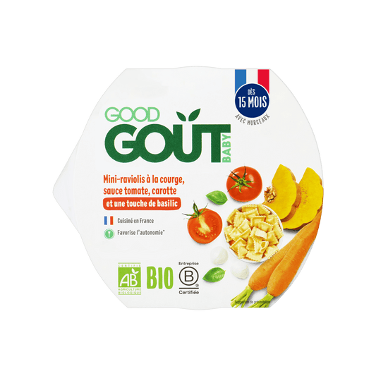 Good Gout Mini-raviolis à la courge, sauce tomate, carotte