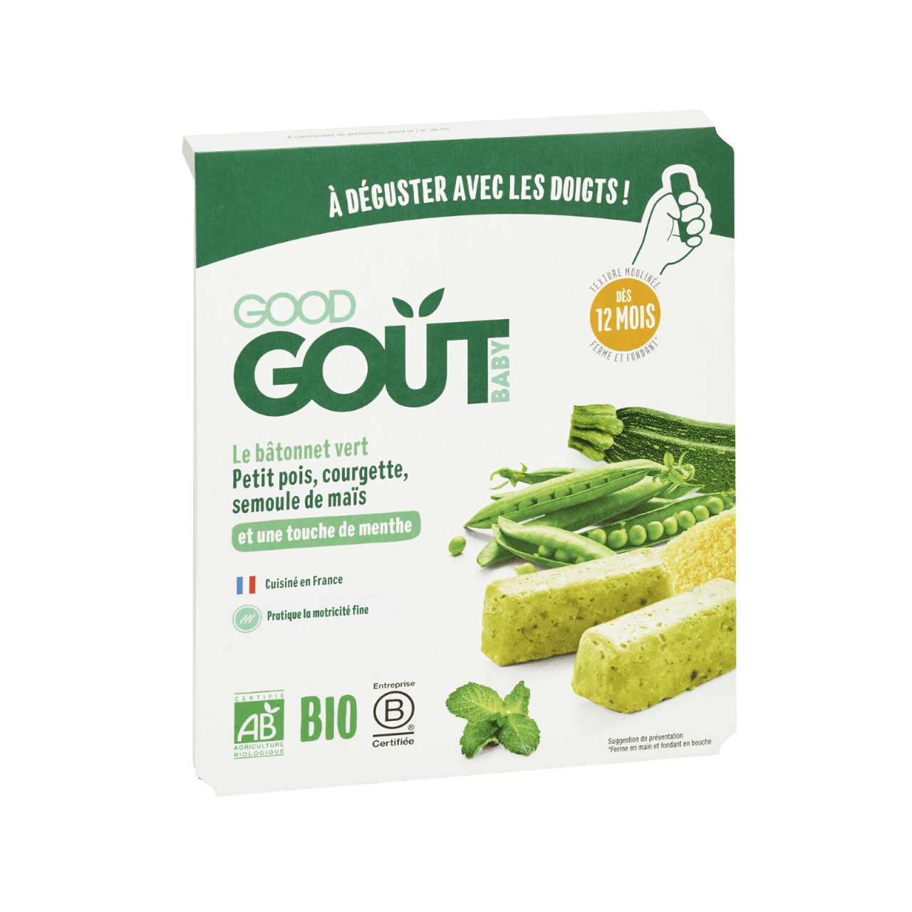 Good Gout Le bâtonnet vert petit pois courgette semoule de maïs