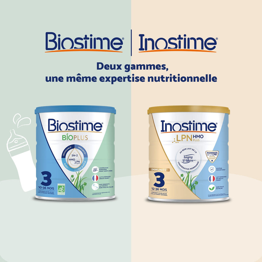 Biostime ou Inostime : comparatif de deux gammes de laits infantiles issus du lait de vache