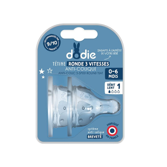 Dodie Lot de 2 Tétines Rondes Anti-Colique Débit 1