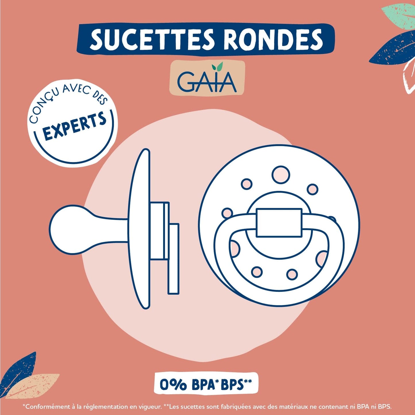 Dodie Lot de 2 sucettes rondes GAÏA 0-6 mois