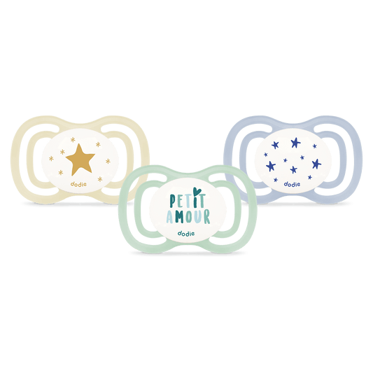 Dodie Lot de 3 sucettes anatomiques Jour/Nuit EXTRA 0-6 mois