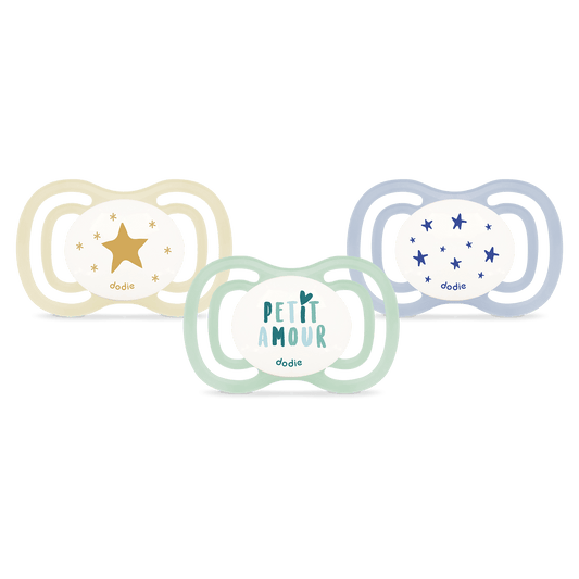 Dodie Lot de 3 sucettes anatomiques Jour/Nuit EXTRA 0-6 mois