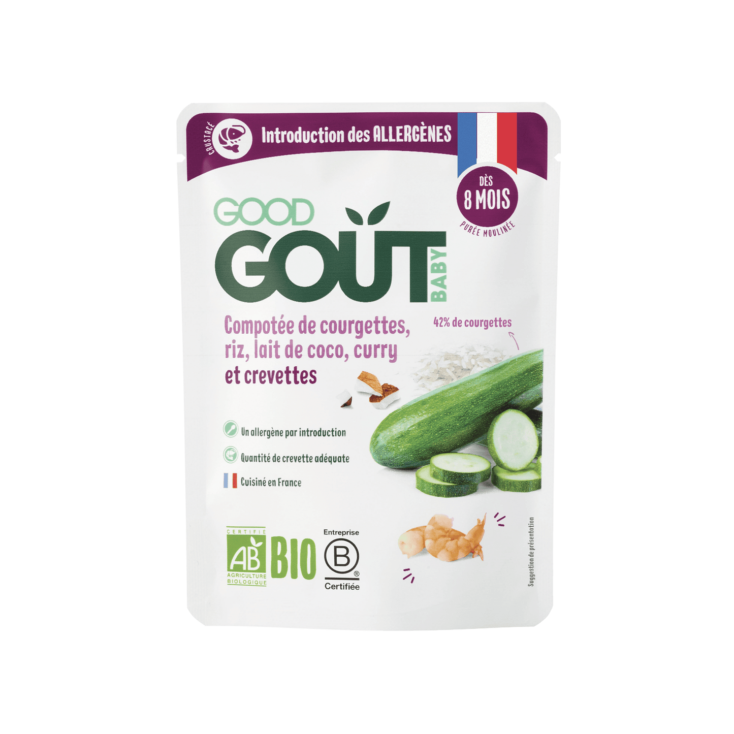 Good Gout Compotée de courgettes, riz, lait de coco, curry et crevette