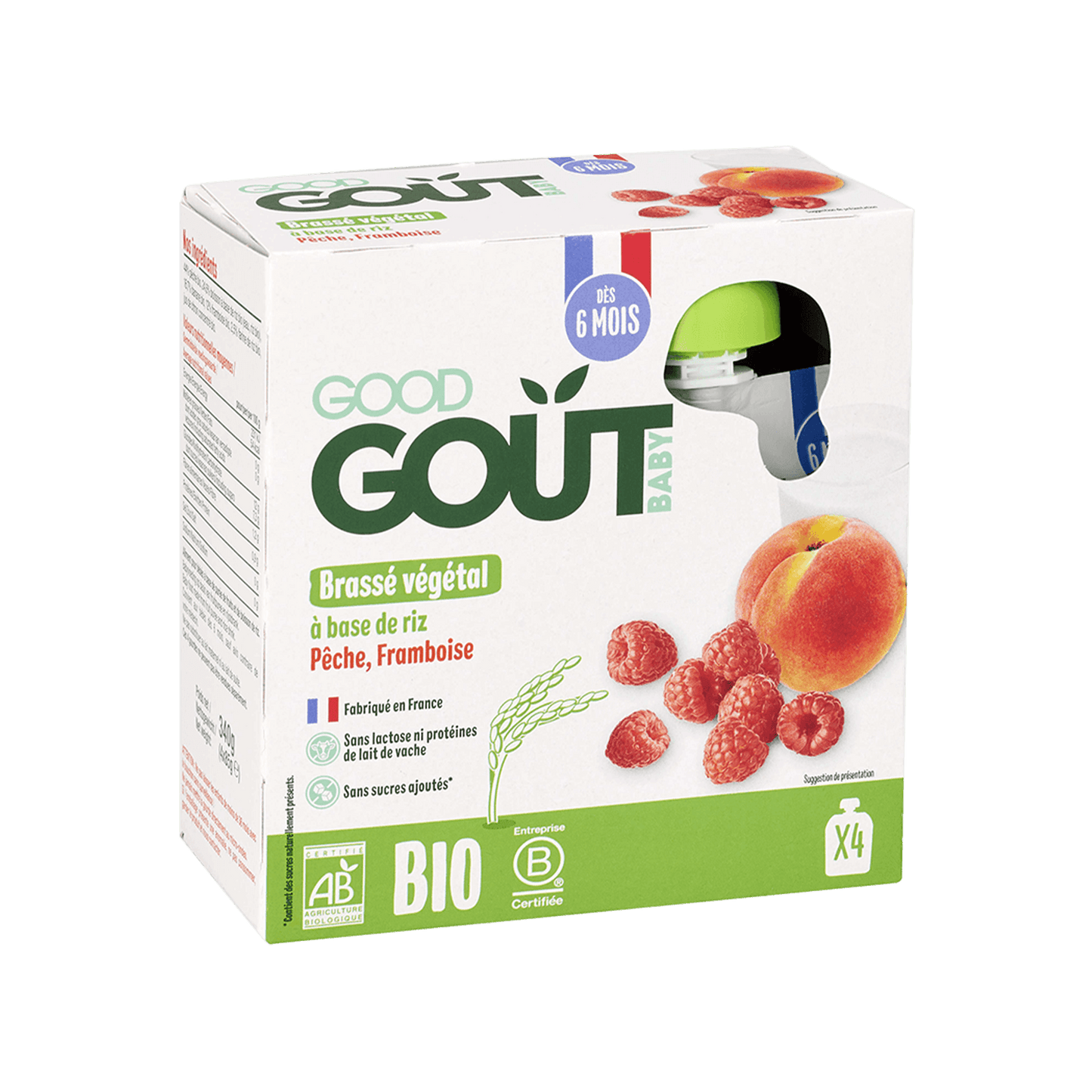 Good Gout Brassé végétal riz pêche framboise x4
