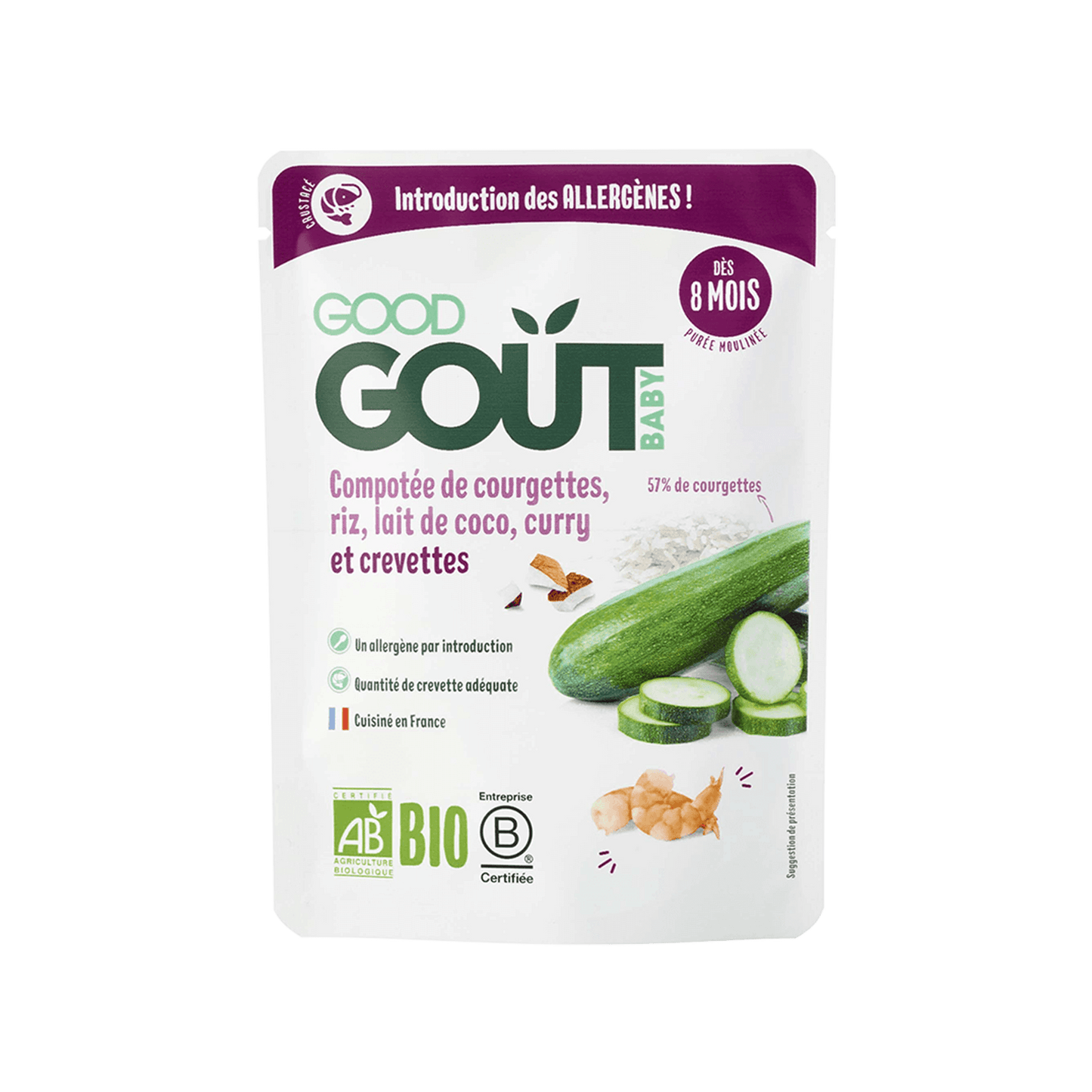 Good Gout Compotée de courgettes, riz, lait de coco, curry et crevette