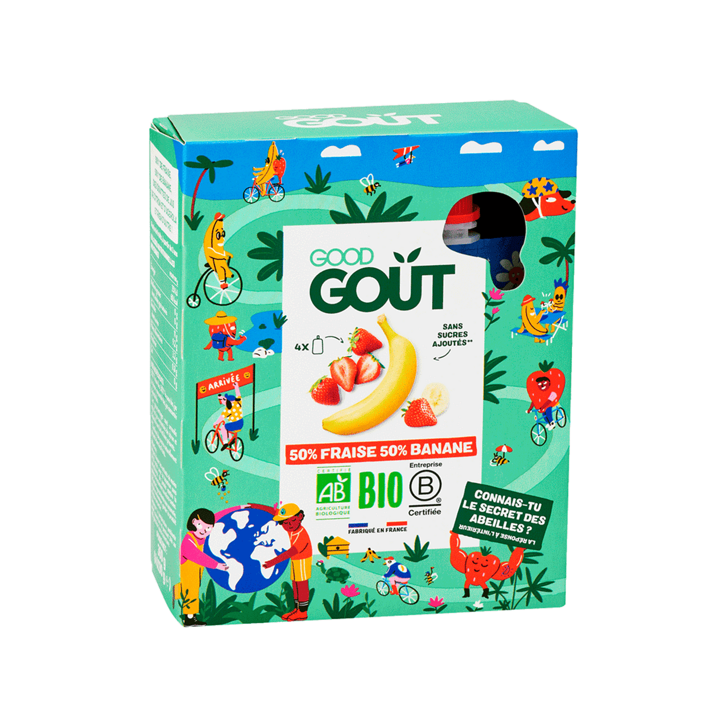 Good Gout Pack de 4 gourdes Fraise Banane