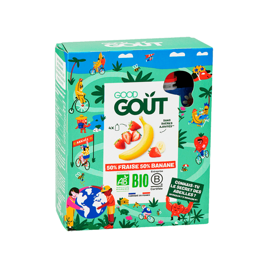 Good Gout Pack de 4 gourdes Fraise Banane