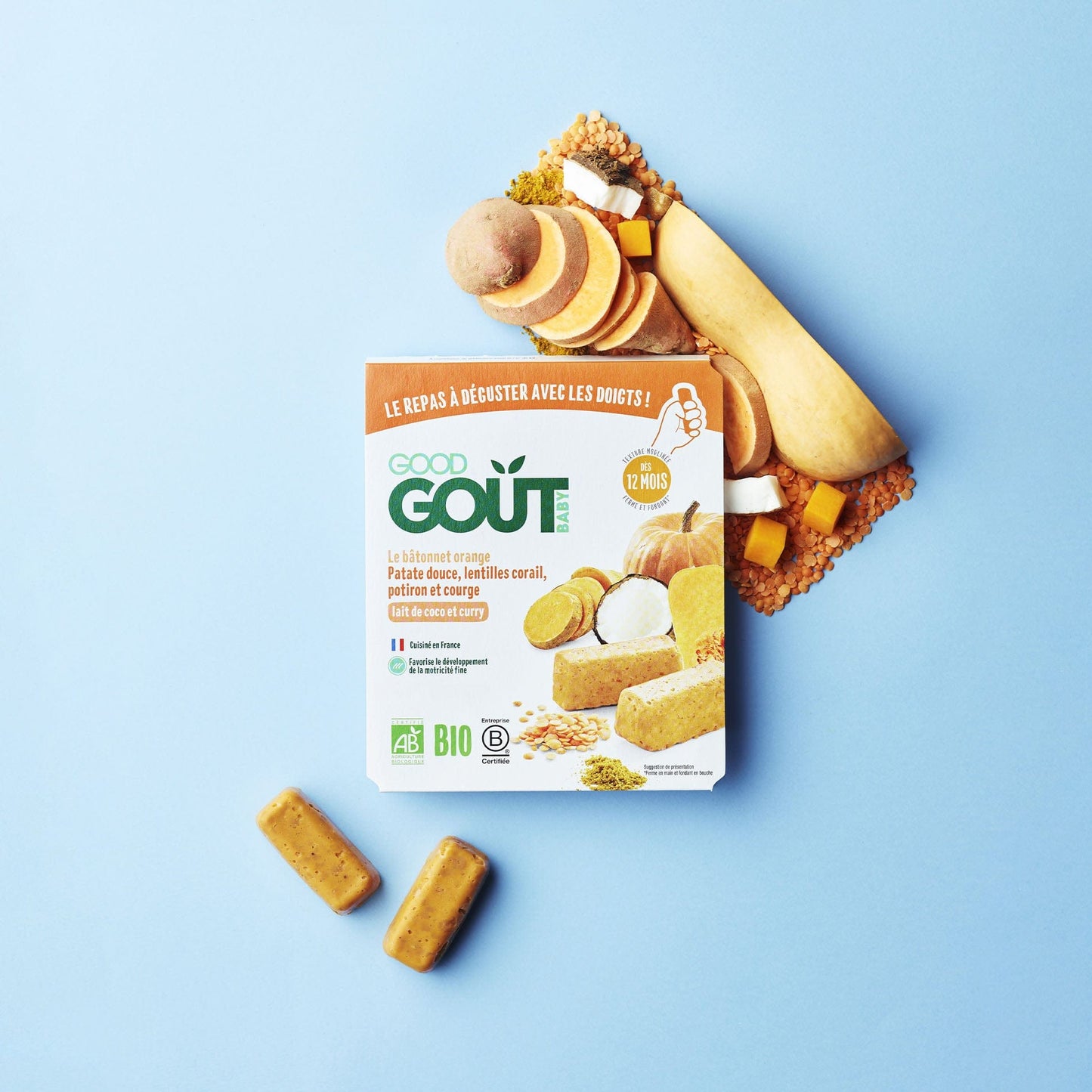 Good Gout Le bâtonnet orange patate douce lentilles corail potiron et courge