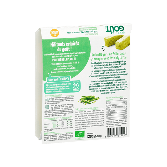 Good Gout Le bâtonnet vert petit pois courgette semoule de maïs