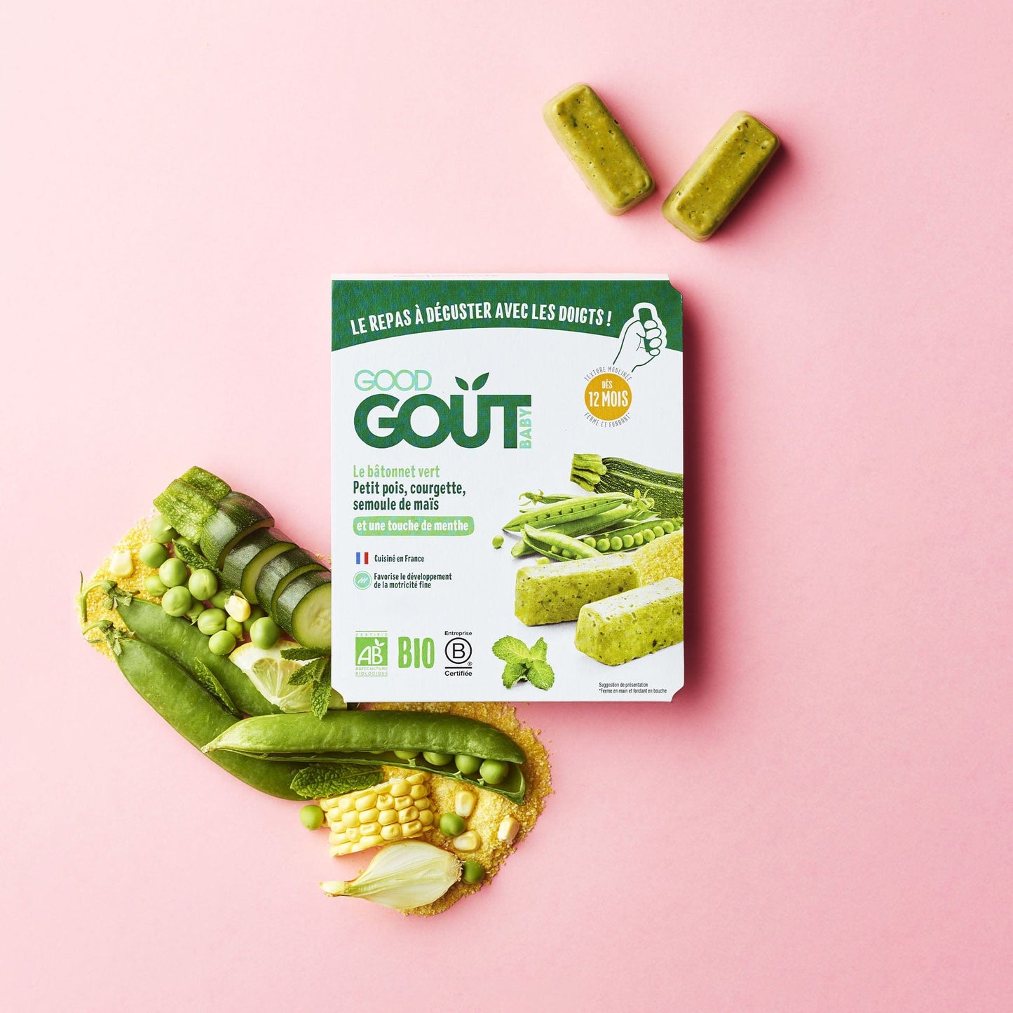 Good Gout Le bâtonnet vert petit pois courgette semoule de maïs