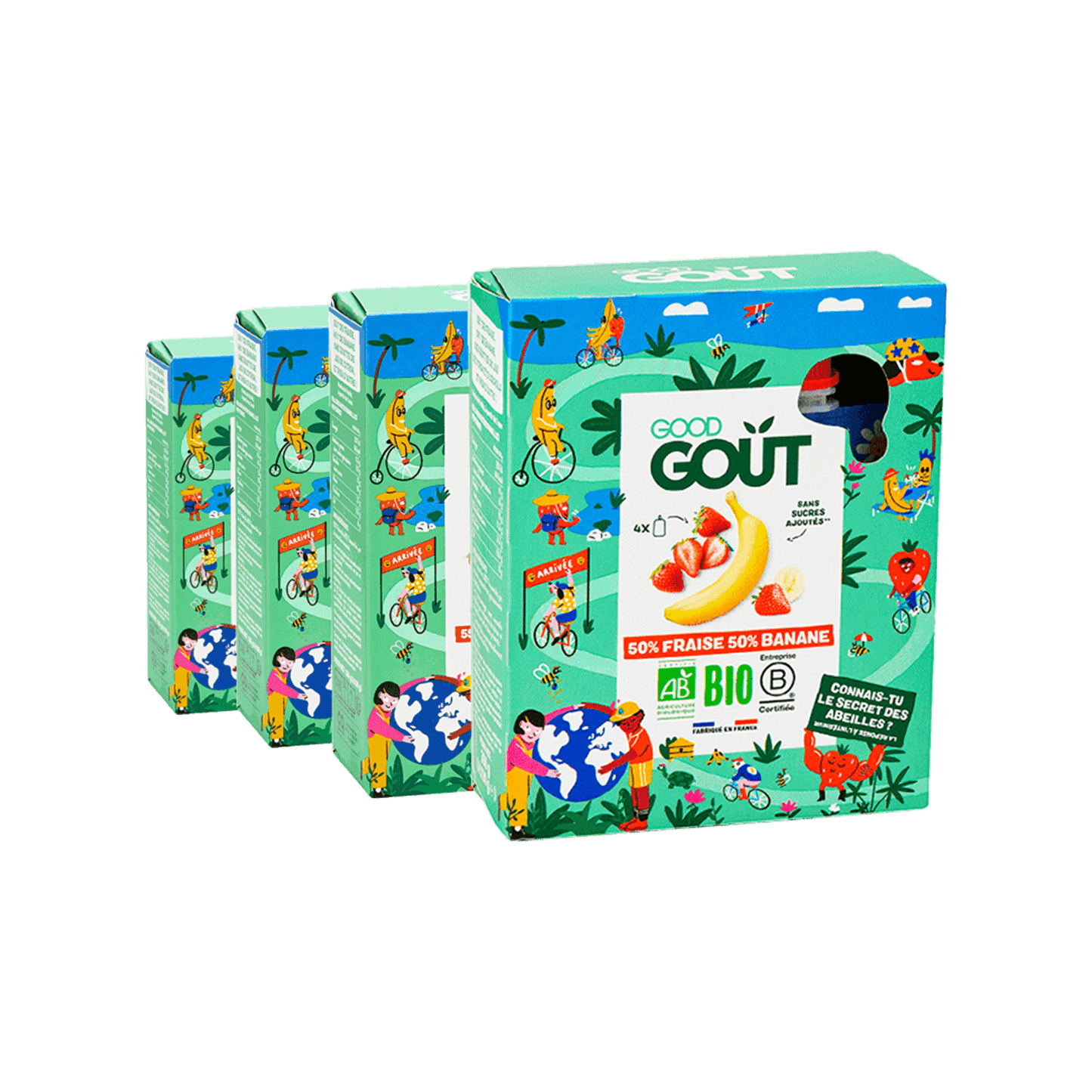 Good Gout Pack de 4 gourdes Fraise Banane 4 x 90gr.