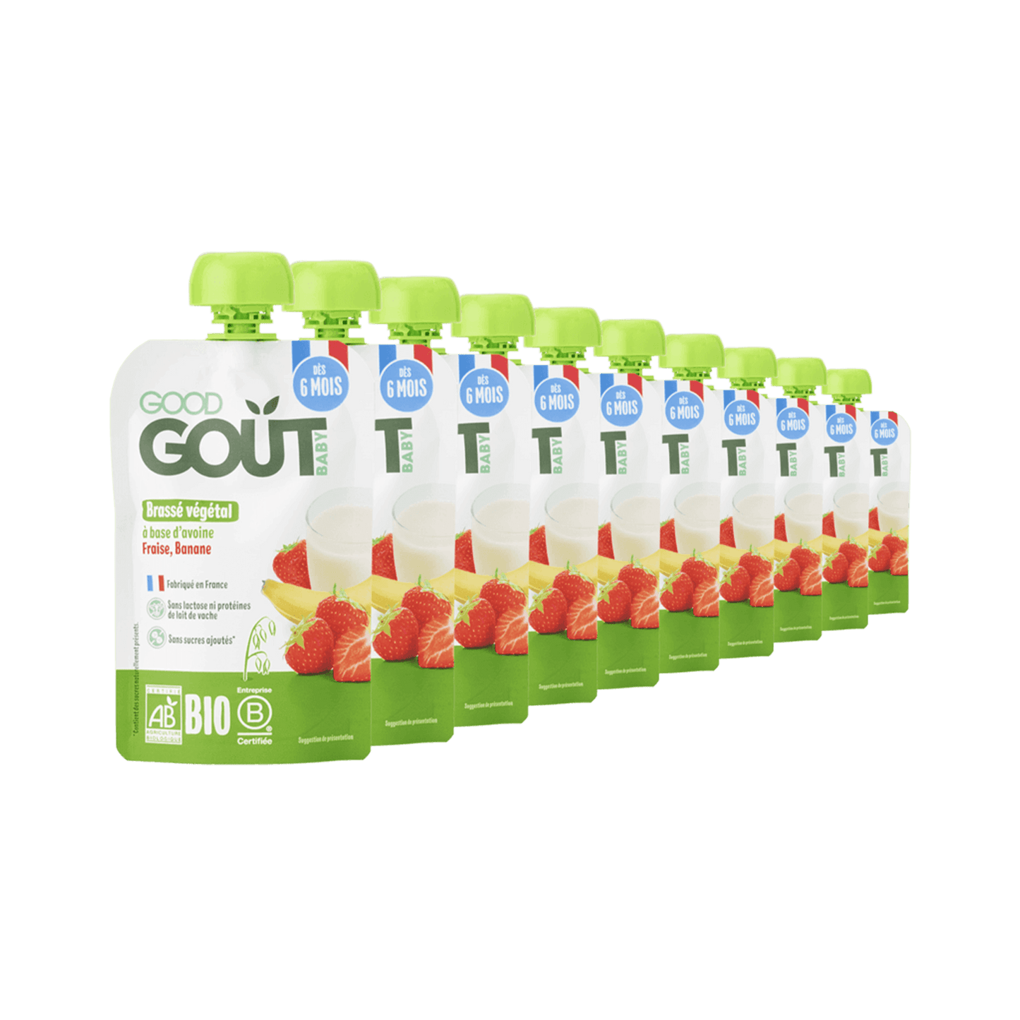 Good Gout Brassé végétal avoine fraise banane 10 x 90gr.