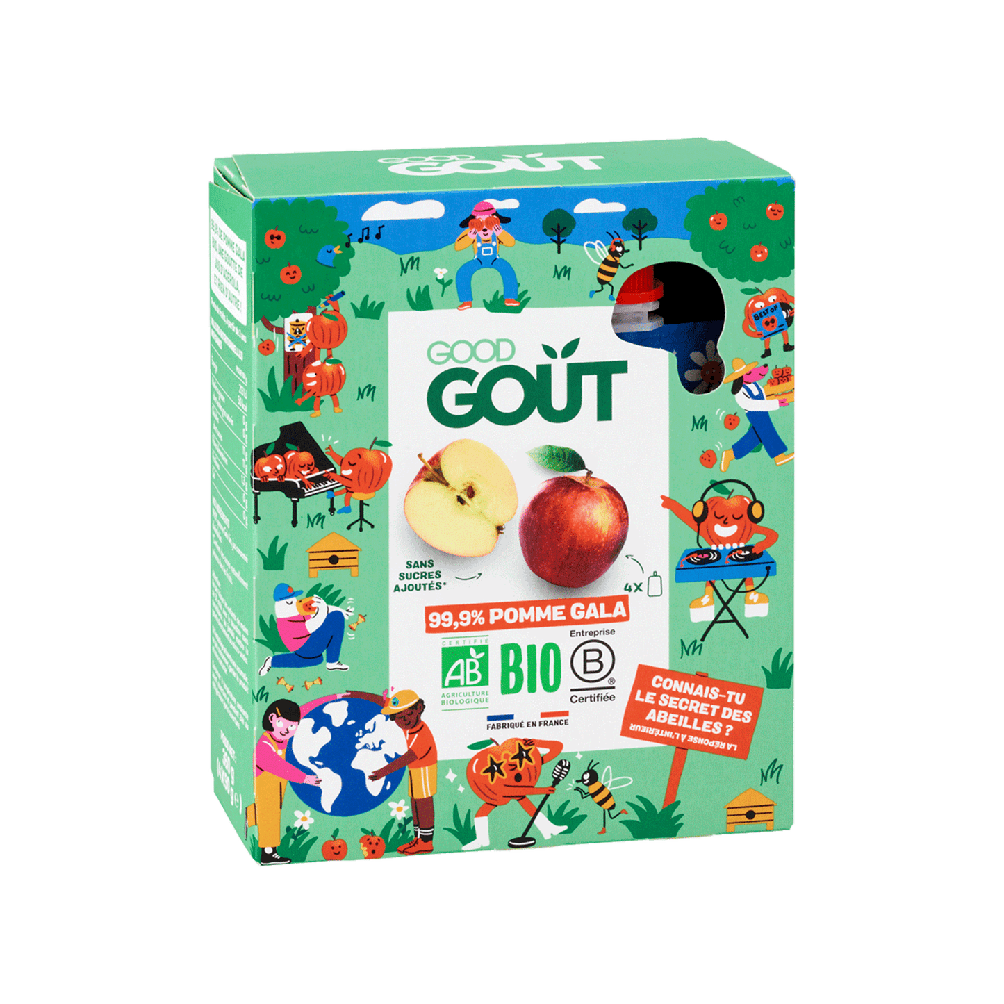 Good Gout Pack de 4 gourdes Pomme Gala 4 x 90gr.