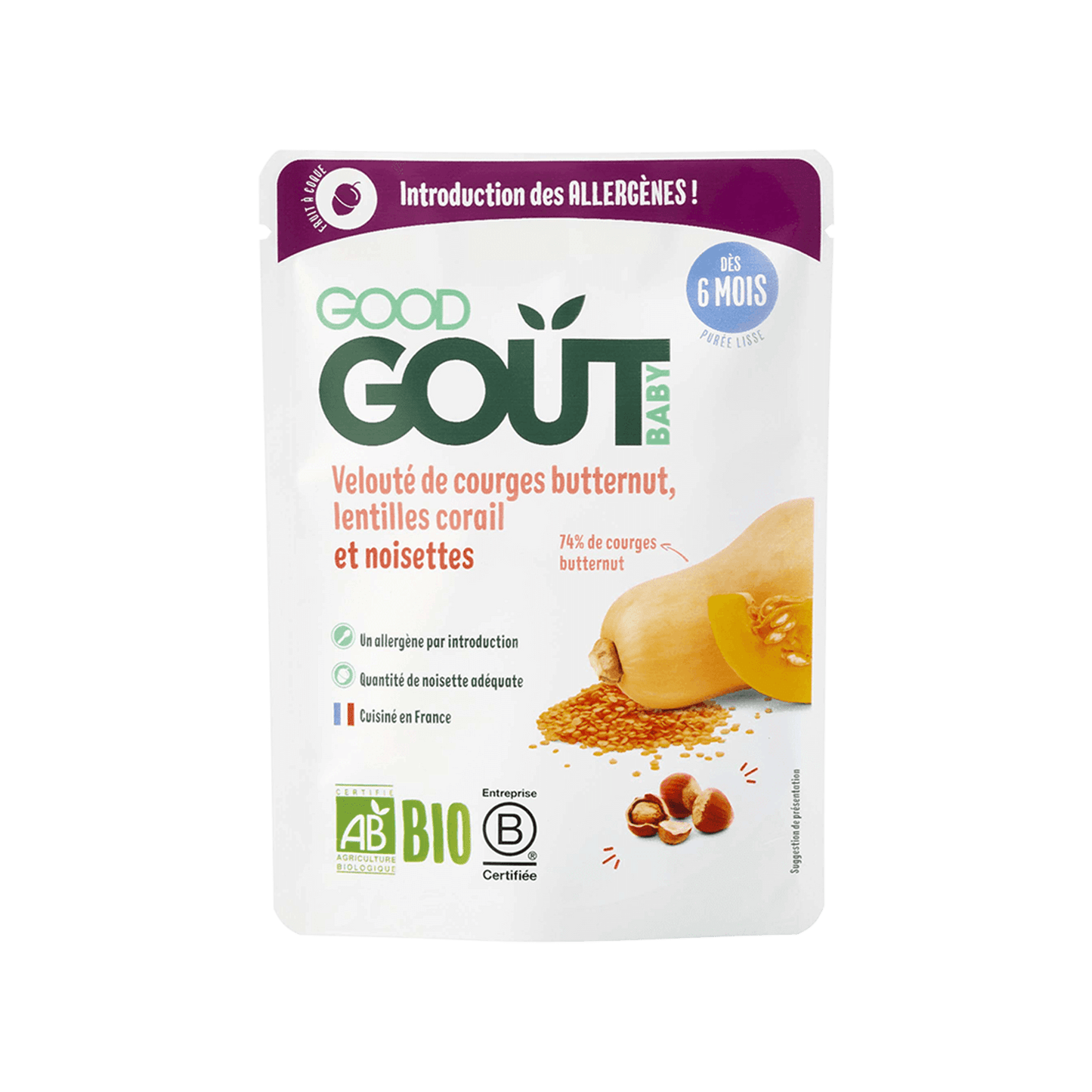 Good Gout Velouté de courges butternut, lentilles corail et noisettes